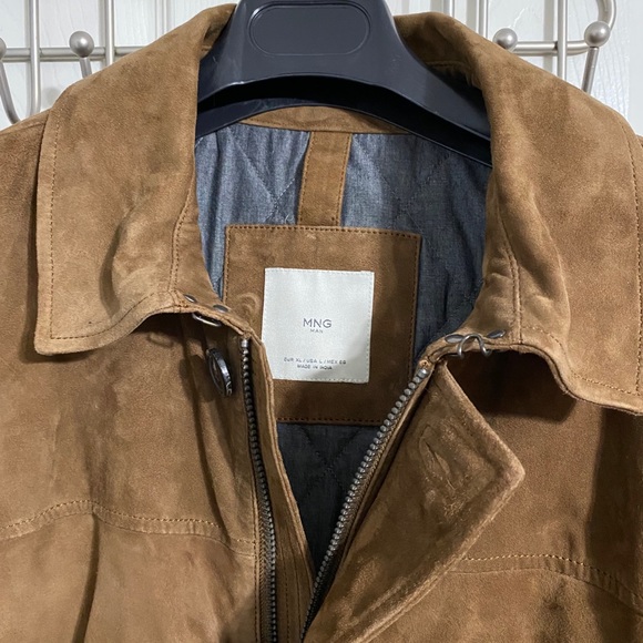 Mango Man Brown Suede Leather Aviator Jacket - Picture 2 of 10